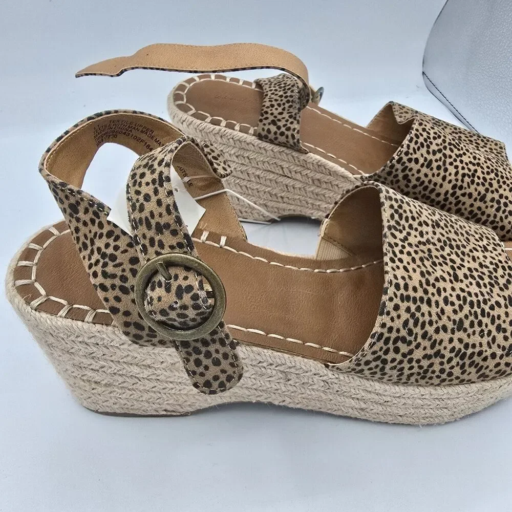 Size 11 Universal Thread Morgan Leopard Print Espadrille Wedge Woven Heel womens